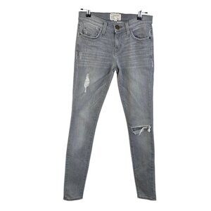Current / Elliot Low Rise Skinny Jeans, Grey, Y2K, Grunge, Size 25/0